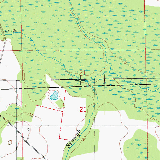Topographic Map of Moulten Slough Creek, AL