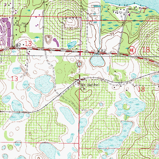 Topographic Map of Mount Bethel Baptist Church, FL