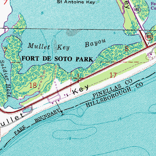 Topographic Map of Mullet Key, FL