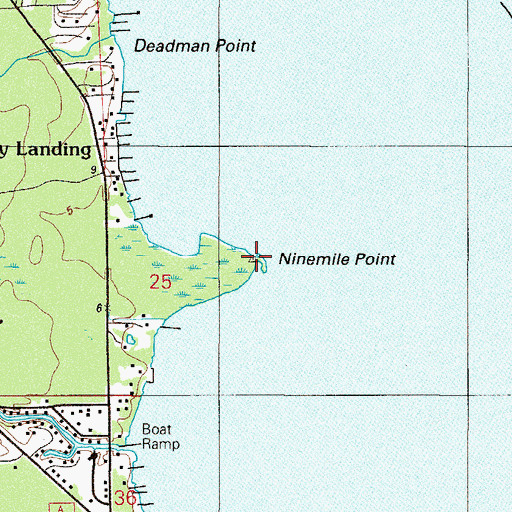 Topographic Map of Ninemile Point, FL