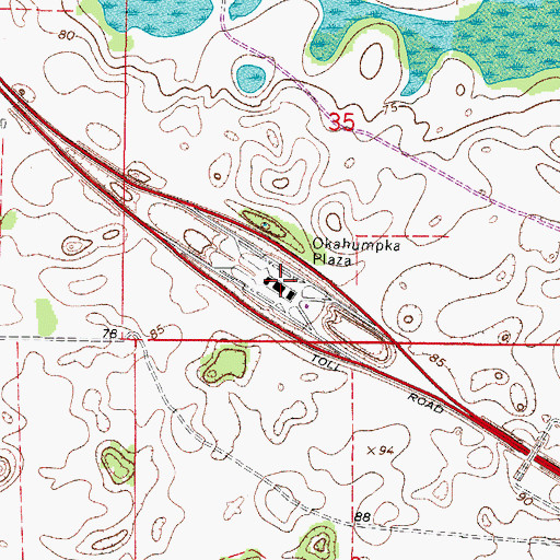 Topographic Map of Okahumpka Plaza, FL