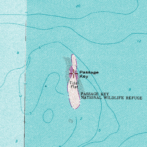 Topographic Map of Passage Key, FL