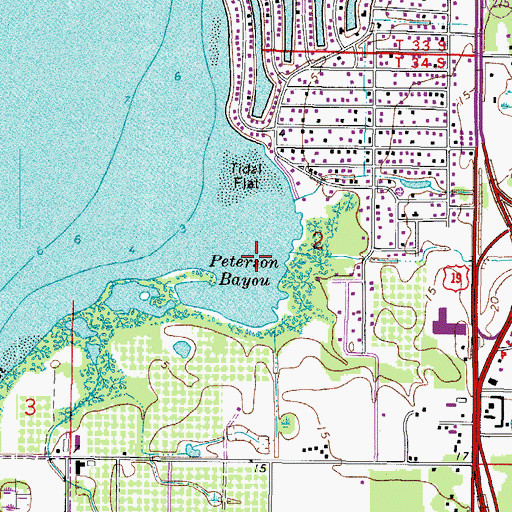 Topographic Map of Peterson Bayou, FL