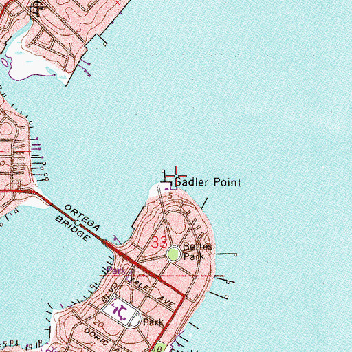 Topographic Map of Sadler Point, FL