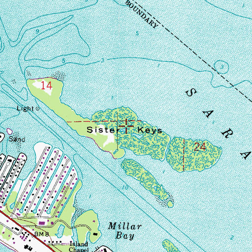 Topographic Map of Sister Keys, FL