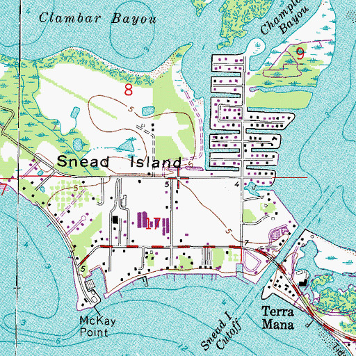 Topographic Map of Snead Island, FL