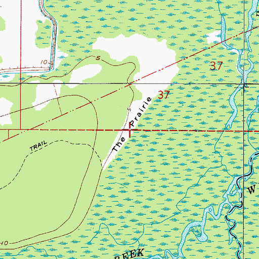 Topographic Map of The Prairie, FL