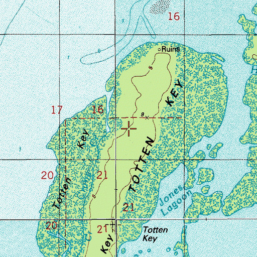 Topographic Map of Totten Key, FL