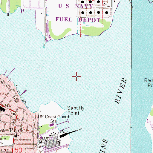 Topographic Map of Trout River, FL