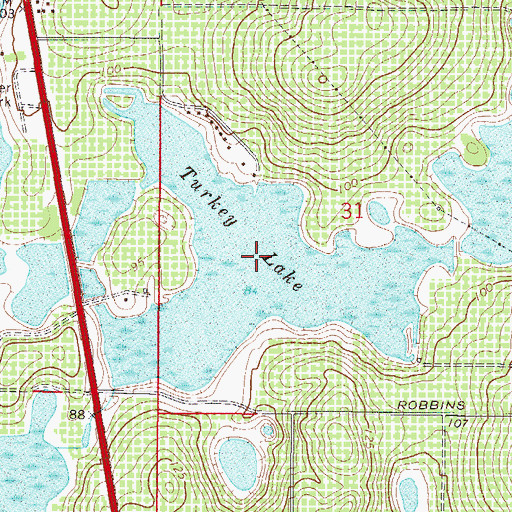 Topographic Map of Turkey Lake, FL