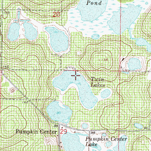 Topographic Map of Twin Lakes, FL