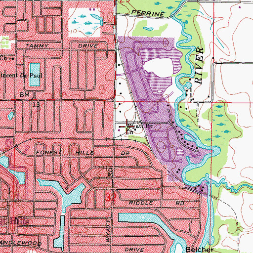 Topographic Map of Wyatt Drive Church, FL