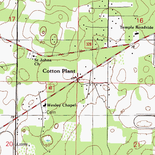Topographic Map of Cotton Plant, FL