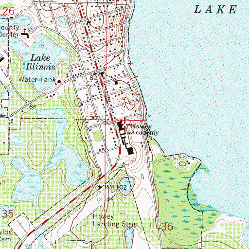 Topographic Map of Howey Academy, FL