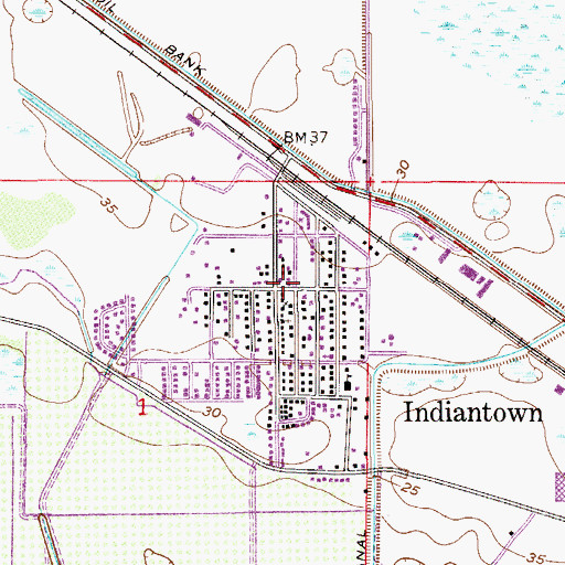 Topographic Map of Indiantown, FL