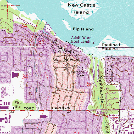 Topographic Map of Newcastle, FL