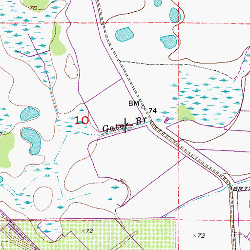 Topographic Map of Gator Branch, FL