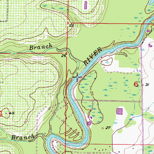 Topographic Map of Hampton Branch, FL