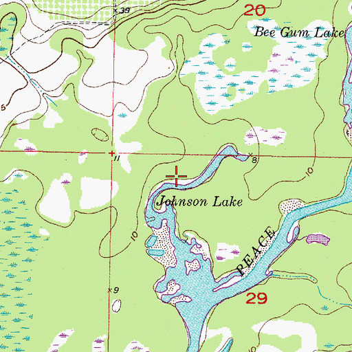 Topographic Map of Johnson Lake, FL