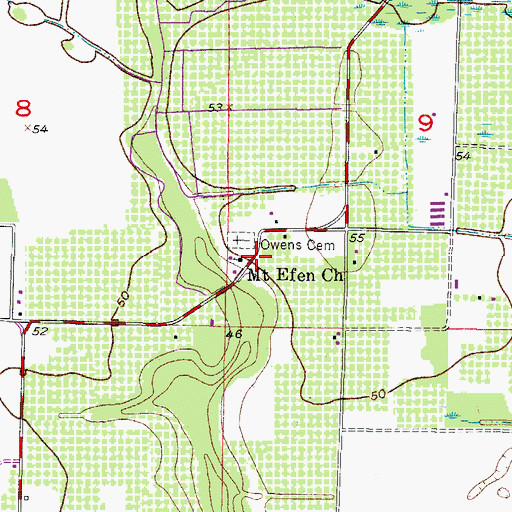 Topographic Map of Mount Efen Church, FL