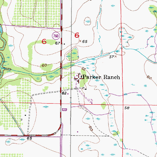 Topographic Map of Parker Ranch, FL