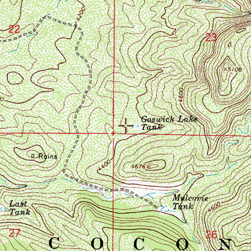 Topographic Map of Goswick Lake Tank, AZ