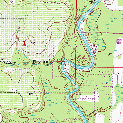 Topographic Map of Walker Branch, FL