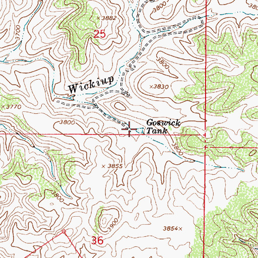 Topographic Map of Goswick Tank, AZ