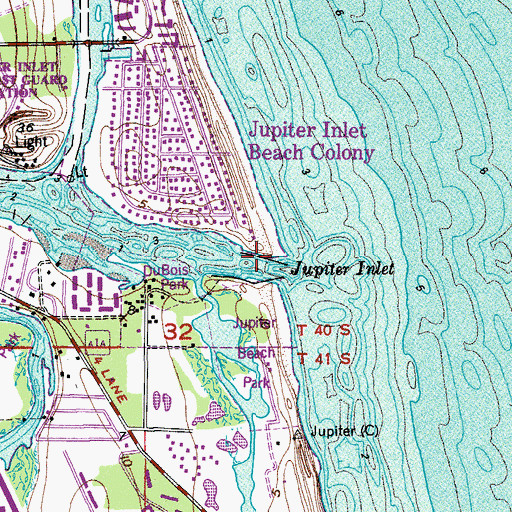 Topographic Map of Jupiter Inlet, FL