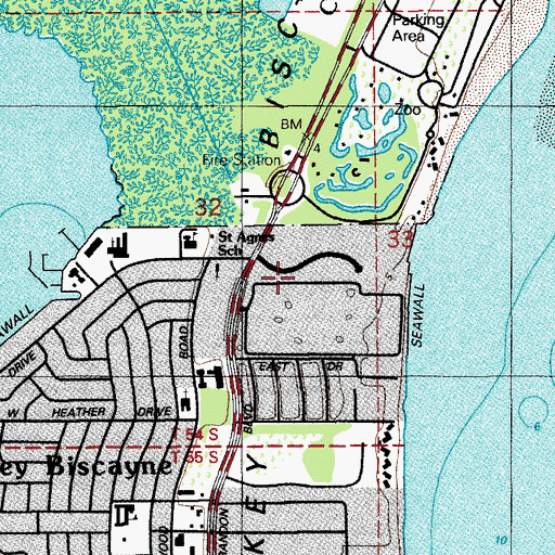Topographic Map of Key Biscayne, FL