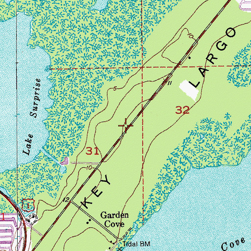 Topographic Map of Key Largo, FL