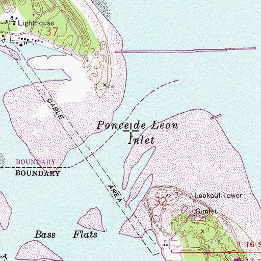 Topographic Map of Ponce de Leon Inlet, FL