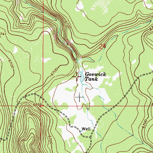 Topographic Map of Goswick Tank, AZ