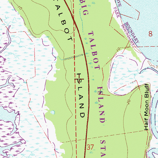 Topographic Map of Talbot Island, FL