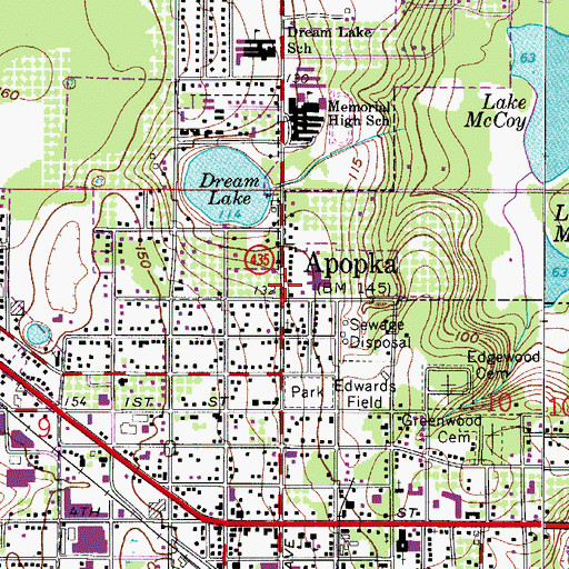 Topographic Map of Apopka, FL
