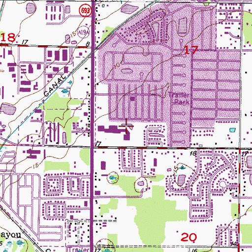 Topographic Map of Cross Bayou Canal, FL