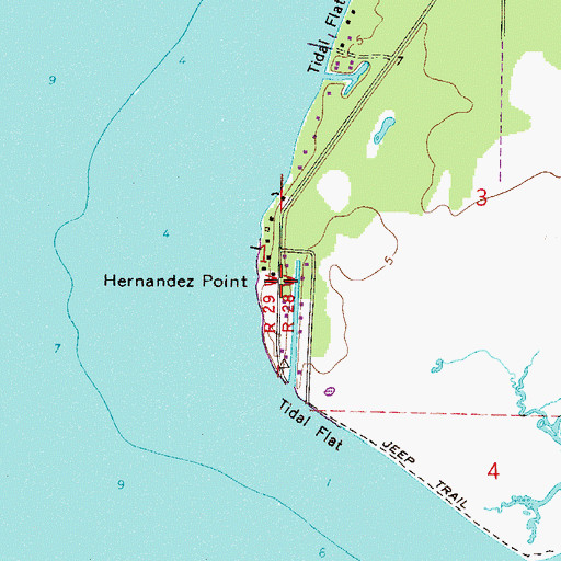 Topographic Map of Hernandez Point, FL