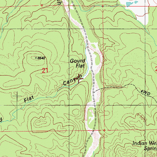 Topographic Map of Gourd Flat Canyon, AZ