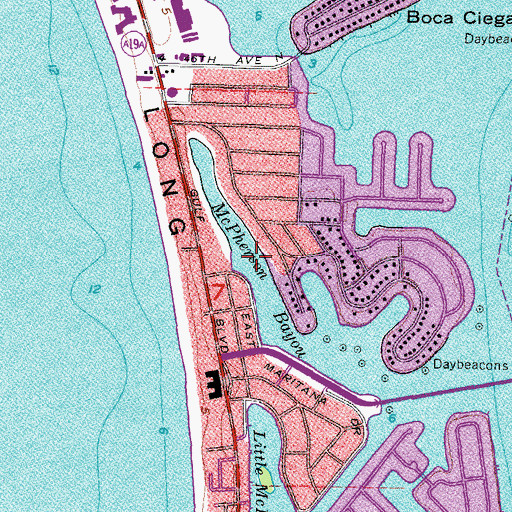 Topographic Map of McPherson Bayou, FL
