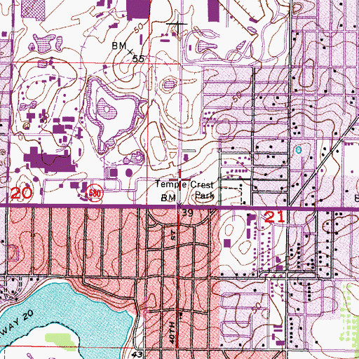 Topographic Map of Busch Gardens, FL
