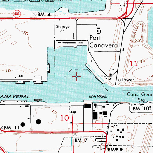 Topographic Map of Port Canaveral, FL