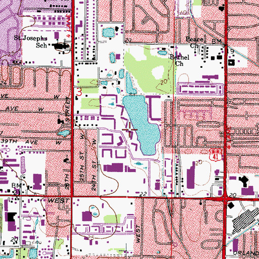 Topographic Map of Cedar Hammock, FL