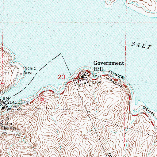 Topographic Map of Government Hill, AZ
