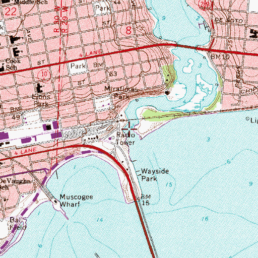 Topographic Map of Bayou Texar, FL