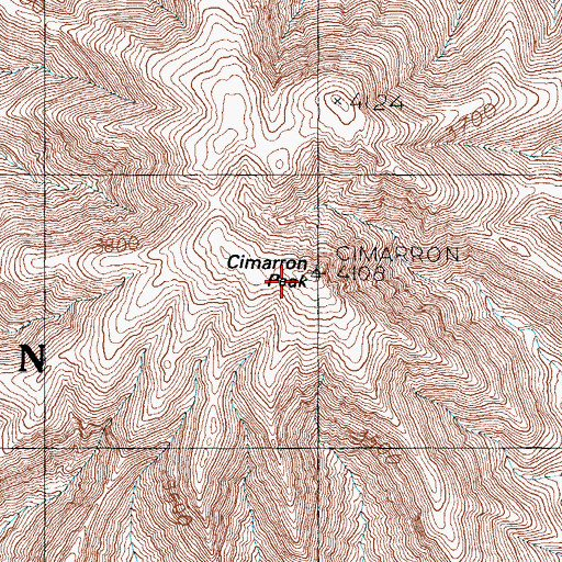 Topographic Map of Cimarron Peak, AZ