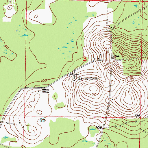 Topographic Map of Bailey Cemetery, FL