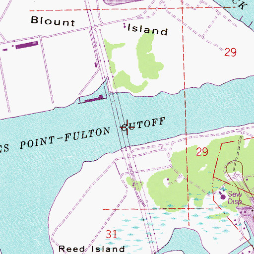 Topographic Map of Dames Point - Fulton Cutoff, FL