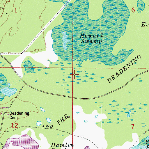 Topographic Map of The Deadening, FL
