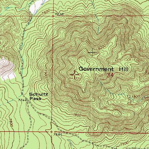 Topographic Map of Government Hill, AZ