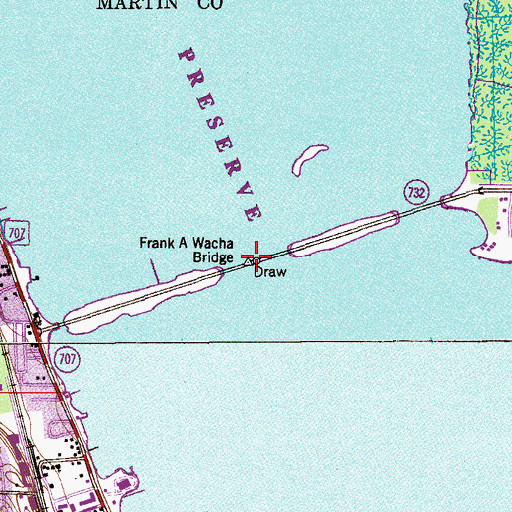 Topographic Map of The Frank A Wacha Bridge, FL